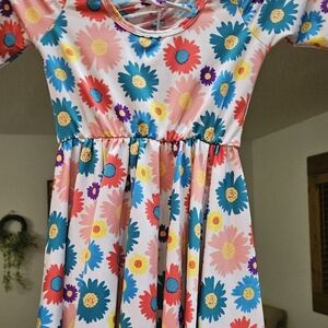 Bright Color Floral Girls Dress - Multicolor